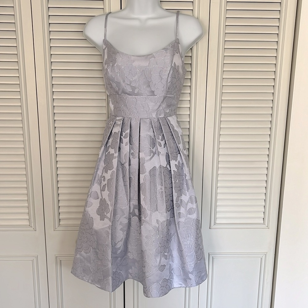 David's Bridal Light Gray Floral Prom Dress